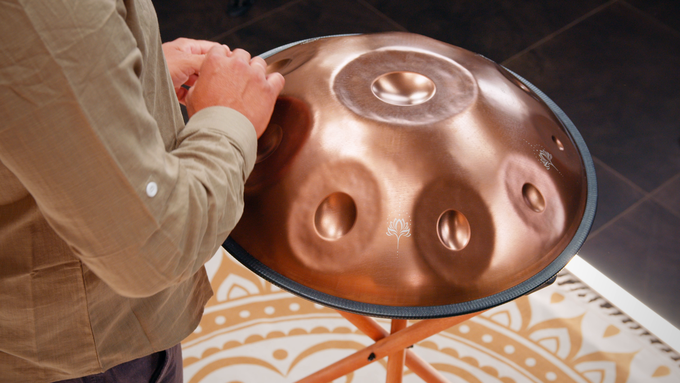 Sensory Handpan, Stainless Steel, E La Sirena, 10 Notes, 432 Hz, Vintage copper, Engraved design video
